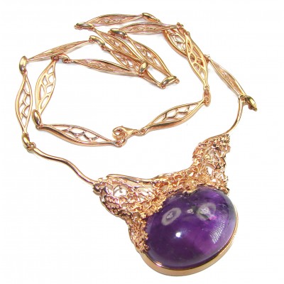 Exquisite Beauty authentic 47.5 CARAT Amethyst 14K Gold over .925 Sterling Silver handcrafted necklace