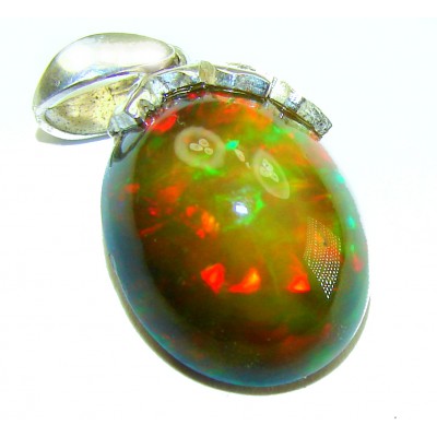Astronomical Twilight 7.8 CTW Authentic Black Opal .925 Sterling Silver handmade Pendant