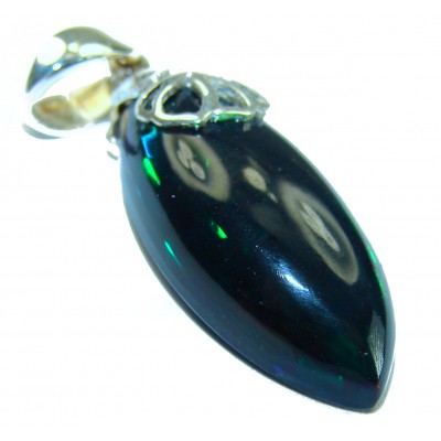 4.8 CTW Authentic Black Opal .925 Sterling Silver handmade Pendant