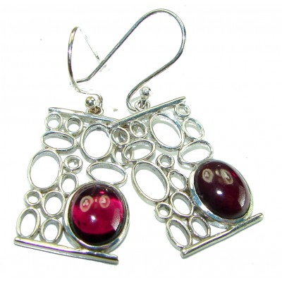 Modern Concept authentic 5.9 carat Garnet .925 Sterling Silver handcrafted earrings