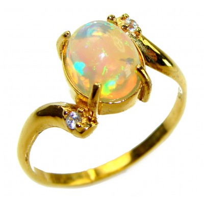 Genuine 3.5 carat Ethiopian Opal 14K Gold over .925 Sterling Silver handmade Ring size 9