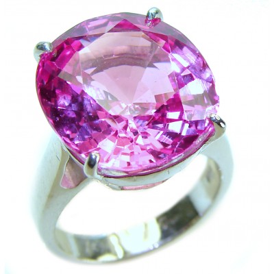 Vintage Style - oval Cut - 15.5 carat Pink Sapphire .925 Silver handcrafted Cocktail Ring s. 8