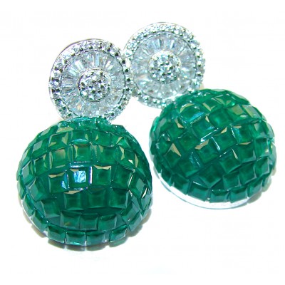 Green Apple authentic 10.8 carat Emerald .925 Sterling Silver handcrafted earrings