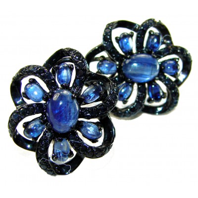Blue Opera Best quality African Kyanite black rhodium over .925 Sterling Silver handcrafted earrings