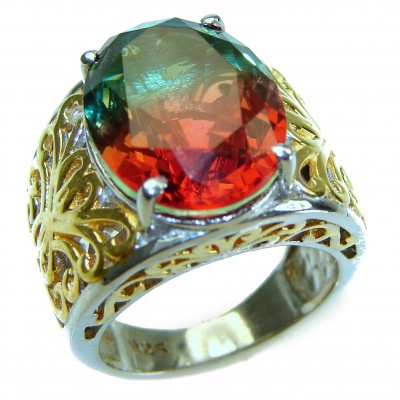 18.9 carat ovalcut Brazilian Tourmaline .925 Sterling Silver Perfectly handcrafted Ring s. 7