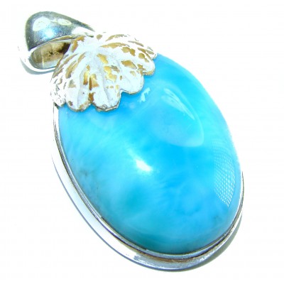 Natural Larimar from Dominican Republic .925 Sterling Silver handcrafted pendant