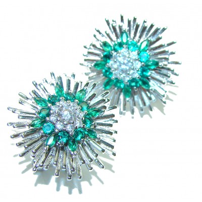 Very Unique 4.5 carat Colombian Emerald .925 Sterling Silver handcrafted earrings