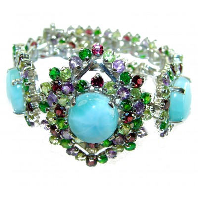 Discover the captivating allure of Gunuine Caribbean Larimar .925 Sterling Silver Bracelet