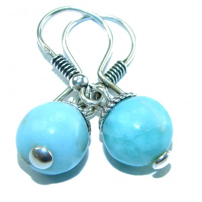 Precious Blue Larimar .925 Sterling Silver handmade earrings