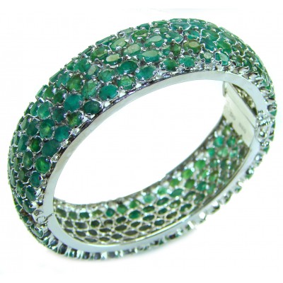 Spectacular 142.5 carat authentic Colombian Emerald .925 Sterling Silver handmade bangle Bracelet