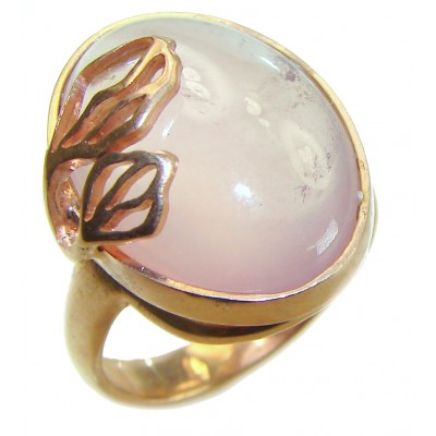 Authentic 10.5 carat Brazilian Rose Quartz .925 Sterling Silver incredible Ring size 8