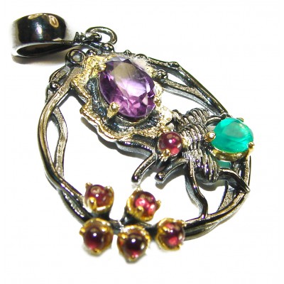 My Secret Garden 4.5 carat Amethyst 14K Gold black rhodium over .925 Sterling Silver handcrafted Pendant