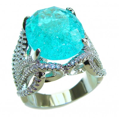 The King 16.5 carat Colombian Emerald .925 Sterling Silver handmade Ring size 8 1/4