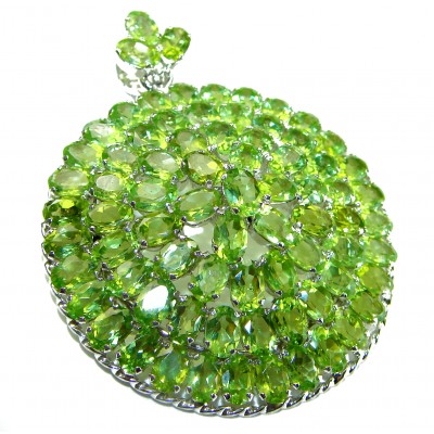Precious Genuine 119.5 carat Peridot from Egypt .925 Sterling Silver handmade Pendant - Brooch