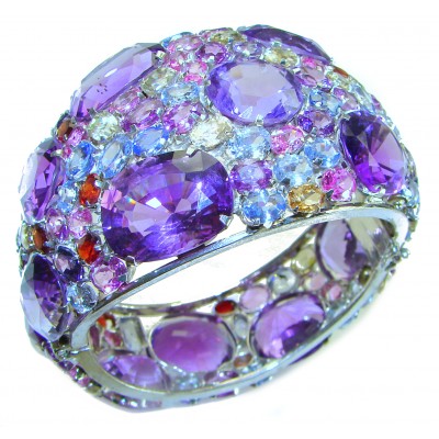 Absolutely Spectacular 455.5 carat Multi-Gemstone .925 Sterling Silver handmade bangle Bracelet