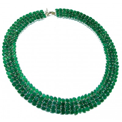 Isabella - Beauty of Nature- authentic 355.5 carat Colombian Emerald .925 Sterling Silver handmade Statement necklace