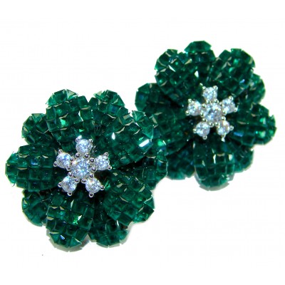 Born to Glam authentic 22.9 carat Emerald .925 Sterling Silver handcrafted earrings