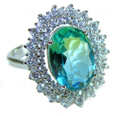 Mesmerizing 11.2 carat Alexandrite .925 Sterling Silver handmade ring s. 8 1/4