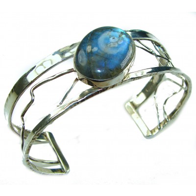 Beautiful Modern Shimmering 20.5 carat Labradorite .925 Sterling Silver Bracelet / Cuff