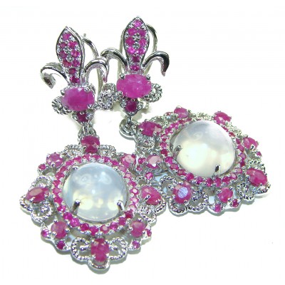 Pink Majesty Authentic 22.5 carat Brazilian Rose Quartz Ruby .925 Sterling Silver incredible handcrafted Earrings