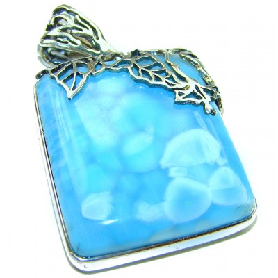 39.8 grams - large Natural Larimar from Dominican Republic .925 Sterling Silver handcrafted pendant