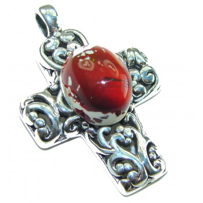 Sacrifice - Holy Cross authentic 22.5 carat Mexican Opal .925 Sterling Silver Pendant / Cross