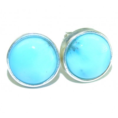 Caribbean Beauty Genuine Blue Larimar .925 Sterling Silver handmade earrings