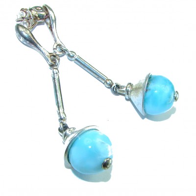 Precious Blue Larimar .925 Sterling Silver handmade earrings
