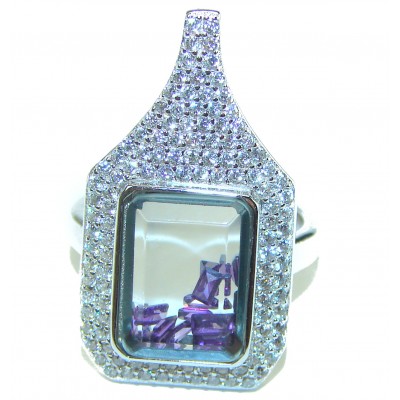Floating Memories 3.5 carat Tanzanite .925 Sterling Silver Handcrafted Ring size 5 3/4
