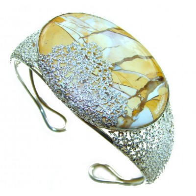 Floral Design genuine Australian Mookaite .925 Sterling Silver handcrafted Bracelet / Cuff