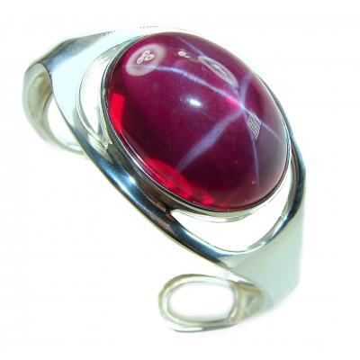 Bellezza Genuine 36.5 CARAT Star Ruby .925 Sterling Silver HUGE Bracelet / Cuff