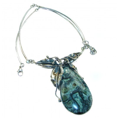 MASSIVE BEST QUALITY 55.2 carat Rhyolite from New Zealand .925 Sterling Silver handmade Necklace