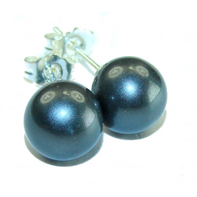 Genuine freshwater Black Pearl .925 Sterling Silver handcrafted Statement Earrings