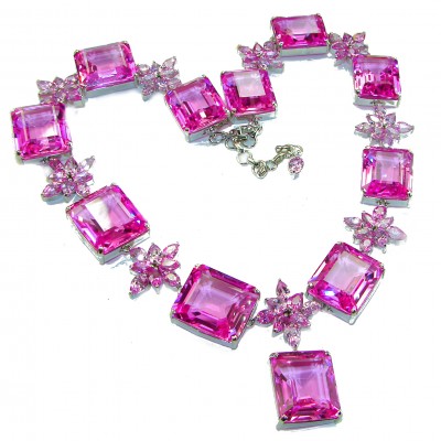 Tiffany - Magnificent Pink 45.5 carat Pink Sapphire .925 Sterling Silver handcrafted Large Statement necklace, 210.6 grams