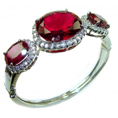 Rose Garden- Precious 59.5 carat Natural Ruby .925 Sterling Silver handcrafted Bracelet