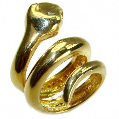 Large Golden Boa Snake 18K Gold over .925 Sterling Silver handcrafted Statement SPINAL Ring size 6 3/4