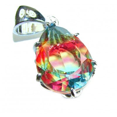7.2 carat oval cut Brazilian Tourmaline .925 Sterling Silver Perfectly handcrafted pendant