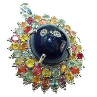 LUXURIOUS- Vintage Design 25.4 CARAT SAPPHIRE .925 Sterling Silver handcrafted Pendant