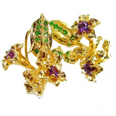 Exotic Flowers 11.2 carat Amethyst 14 Gold over .925 Sterling Silver handcrafted earrings