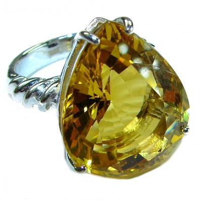 Electric Gold 18.5 carat Citrine .925 Sterling Silver Handcrafted Statement ring size 8