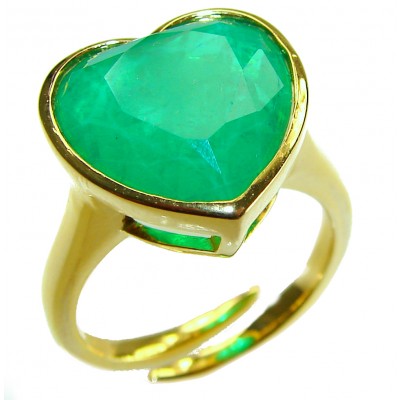 Angels's Heart 12.5 ctw Colombian Emerald .925 Sterling Silver dipped in real 18K Gold Statement Ring size 7