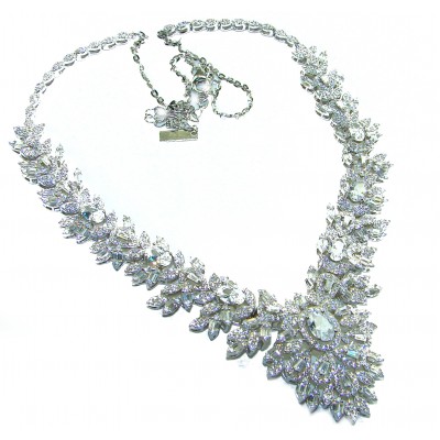 LUXURIUS 44.2 carat White Topaz .925 Sterling Silver handcrafted Necklace