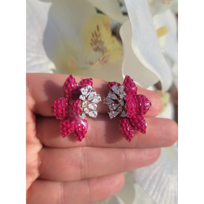 Magnificent Jewel 15.5 carat Ruby .925 Sterling Silver handcrafted incredible earrings