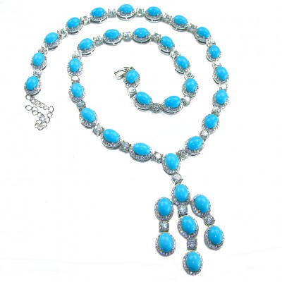 Great quality authentic Sleeping Beauty Turquoise 18K White Gold over .925 Sterling Silver handmade handcrafted Necklace