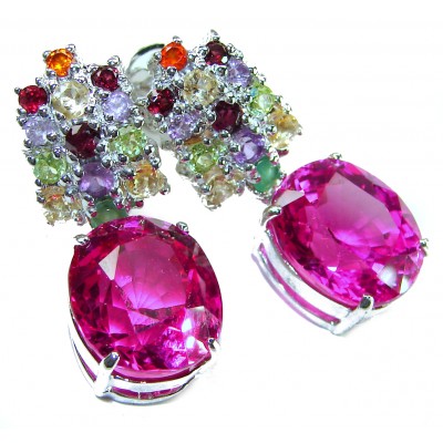 Tiffany - Magnificent Pink 33.5 carat Pink Sapphire .925 Sterling Silver handcrafted Earrings