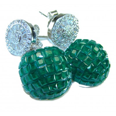 Green Apple authentic 10.8 carat Emerald .925 Sterling Silver handcrafted earrings