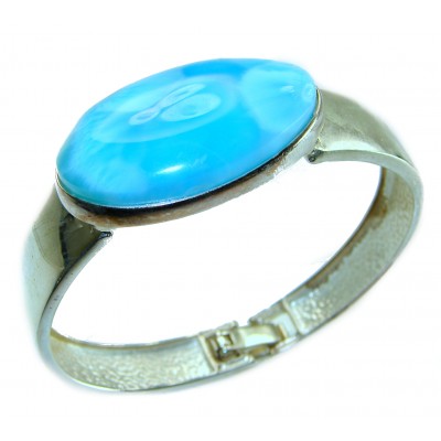 Beauty of the Ocean 55.2 carat Blue Larimar .925 Sterling Silver handcrafted huge Bracelet / Cuff