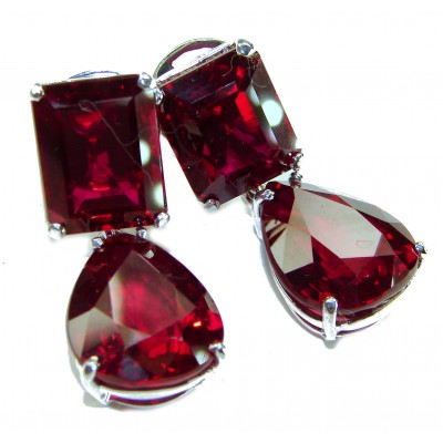 Elizabeth Authentic 29.9 carat Garnet .925 Sterling Silver brilliantly handcrafted earrings