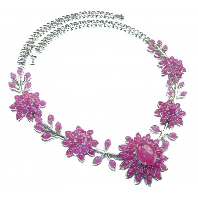 Giovanna 238.2 carat Mozambique Ruby .925 Sterling Silver .925 Sterling Silver dipped in rhodium Statement Necklace