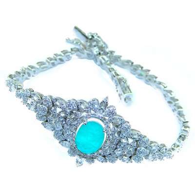 Gabriella 10.2 carat authentic Emerald rhodium over .925 Sterling Silver handcrafted Statement bracelet
